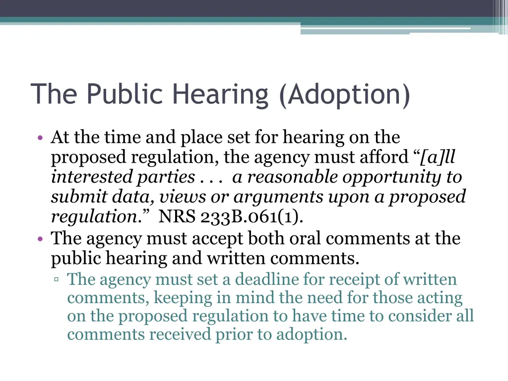 the public hearing adoption