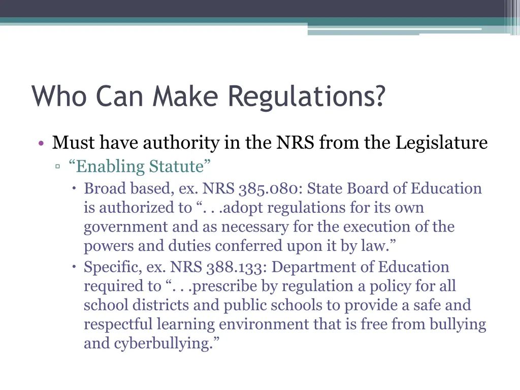 who can make regulations