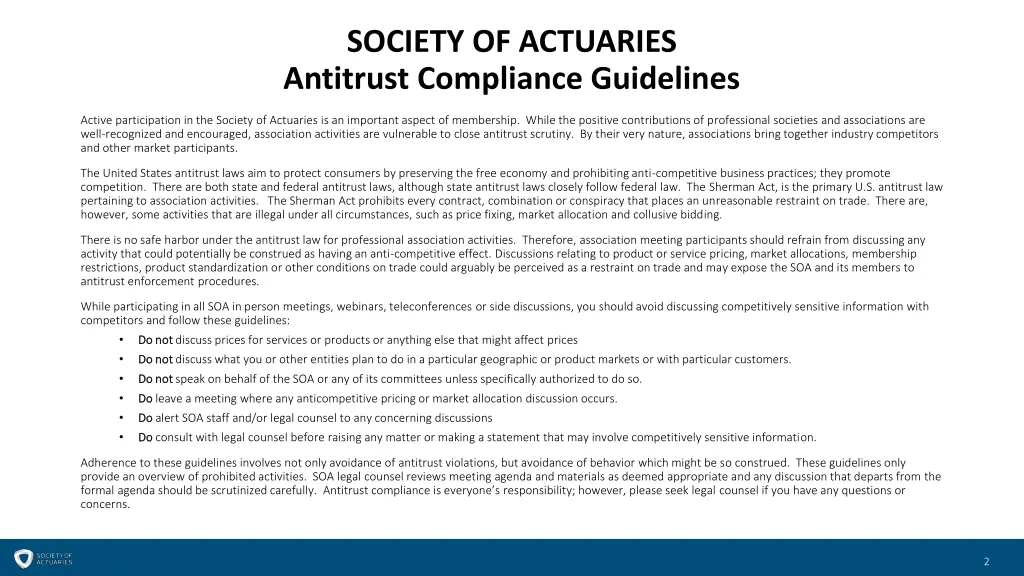 society of actuaries antitrust compliance