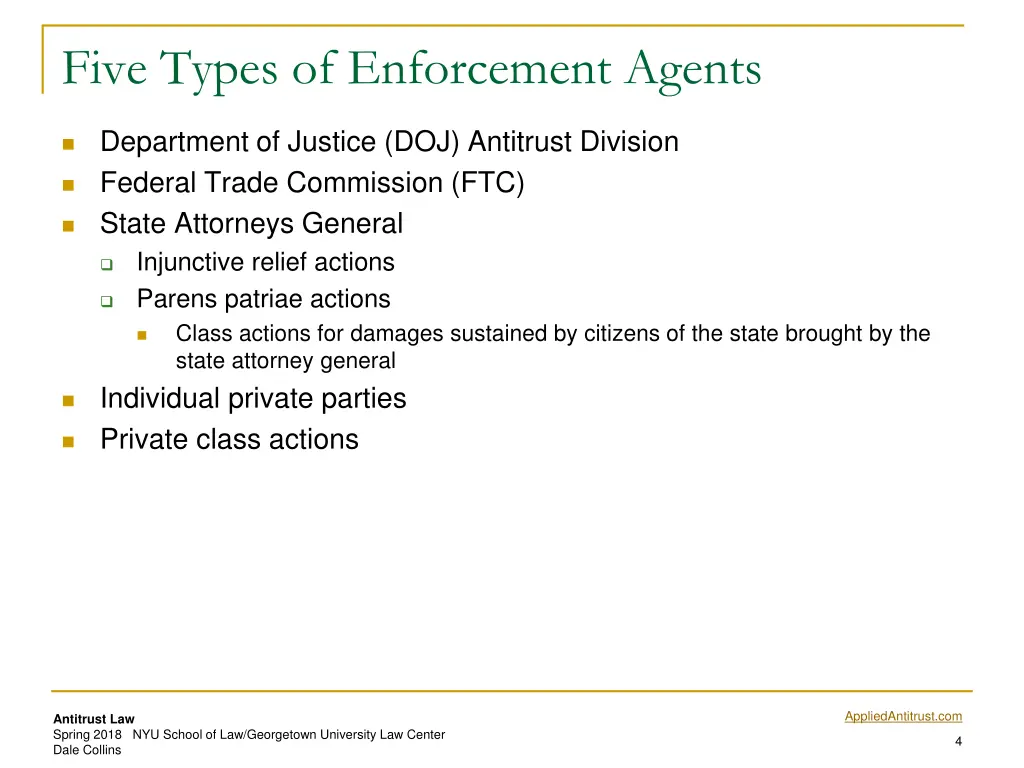 five types of enforcement agents