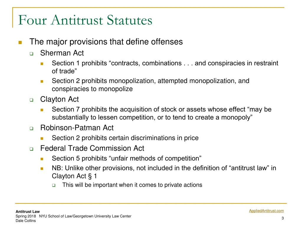 four antitrust statutes