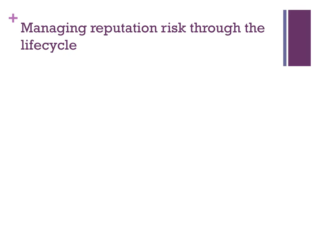 managing reputation risk through the lifecycle