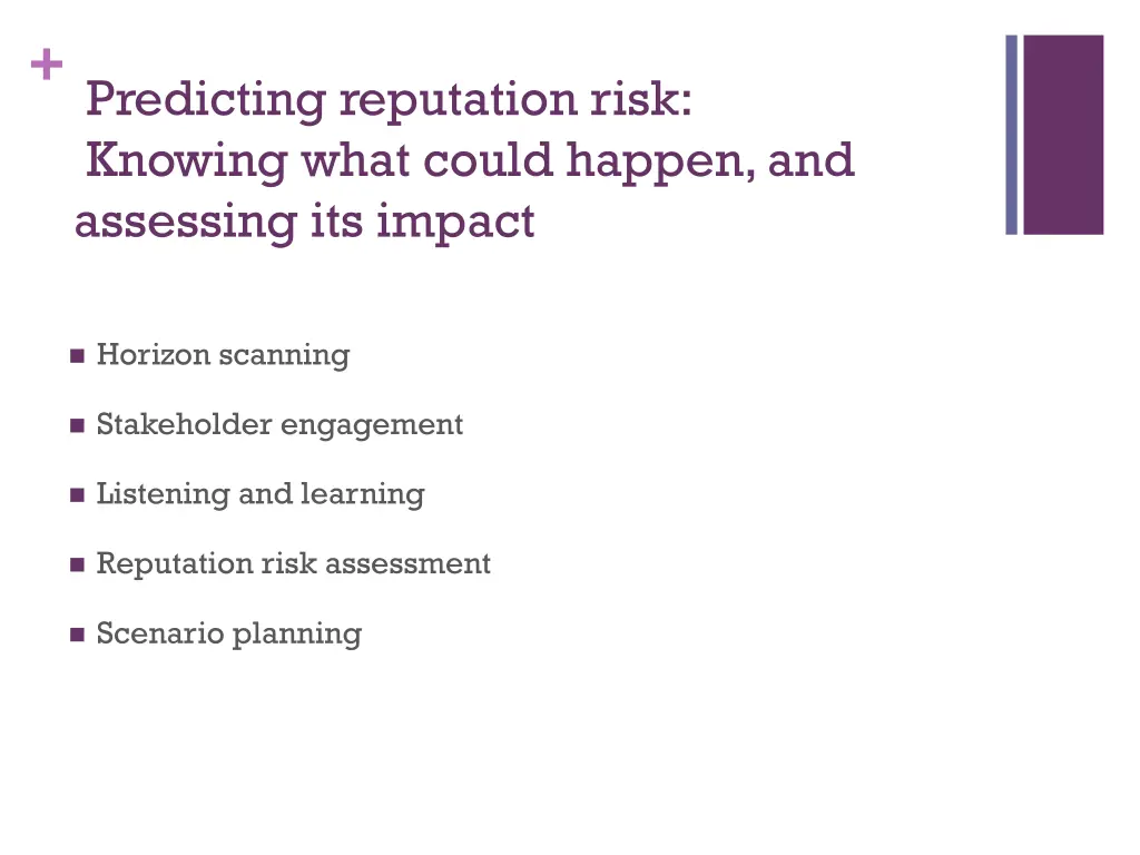 predicting reputation risk knowing what could