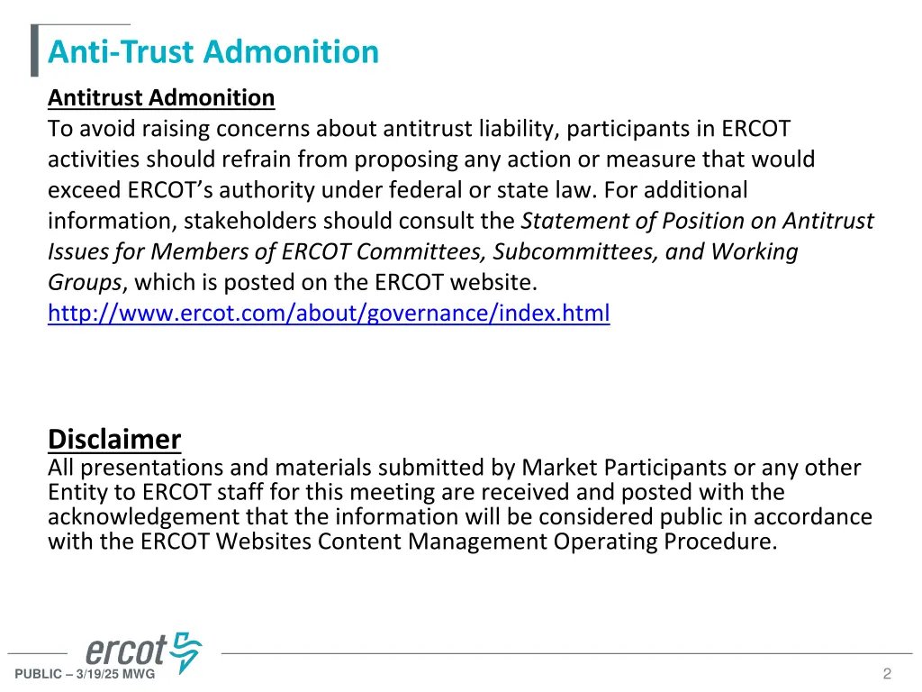 anti trust admonition