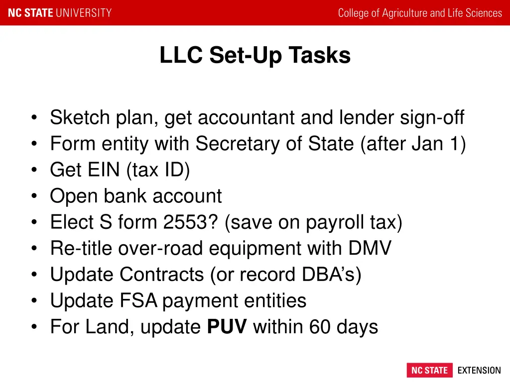 llc set up tasks