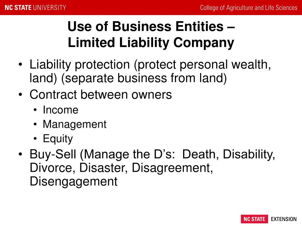 use of business entities limited liability company