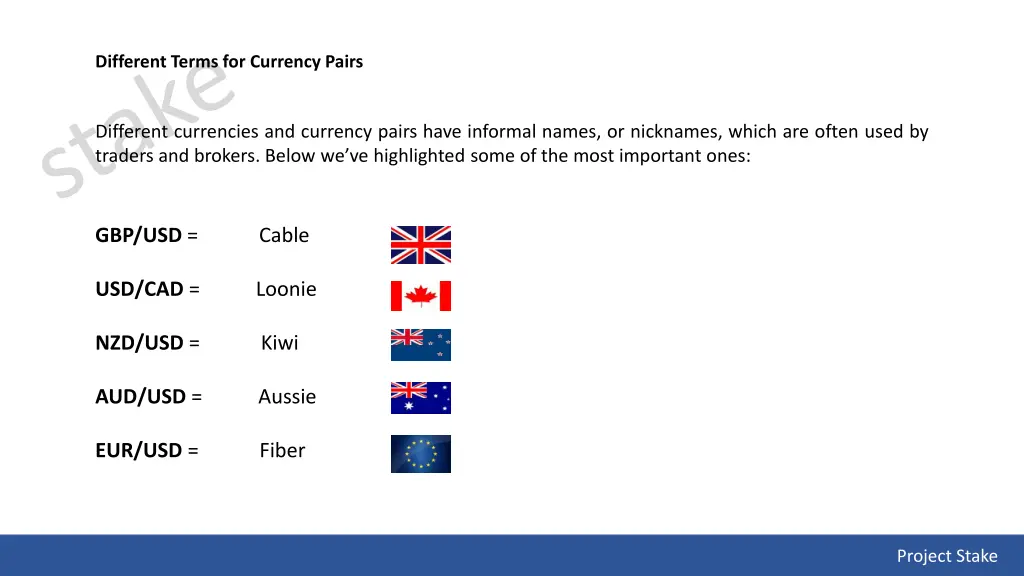 different terms for currency pairs