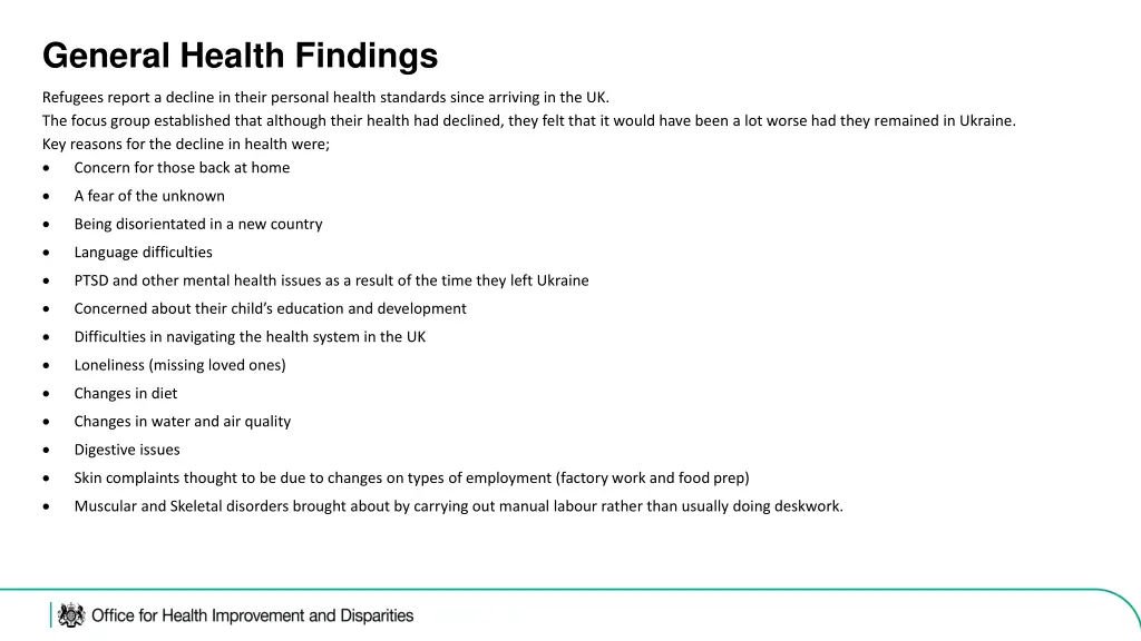 general health findings