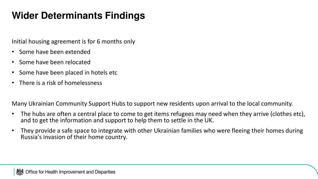 wider determinants findings