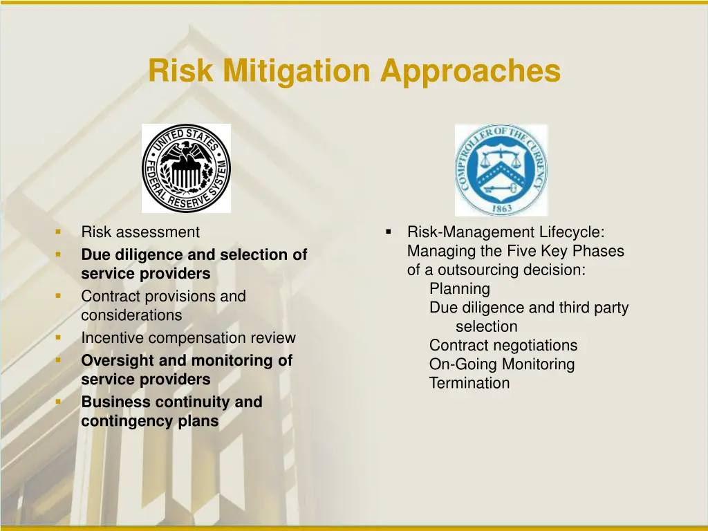risk mitigation approaches