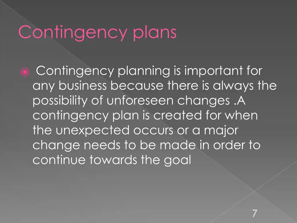 contingency plans