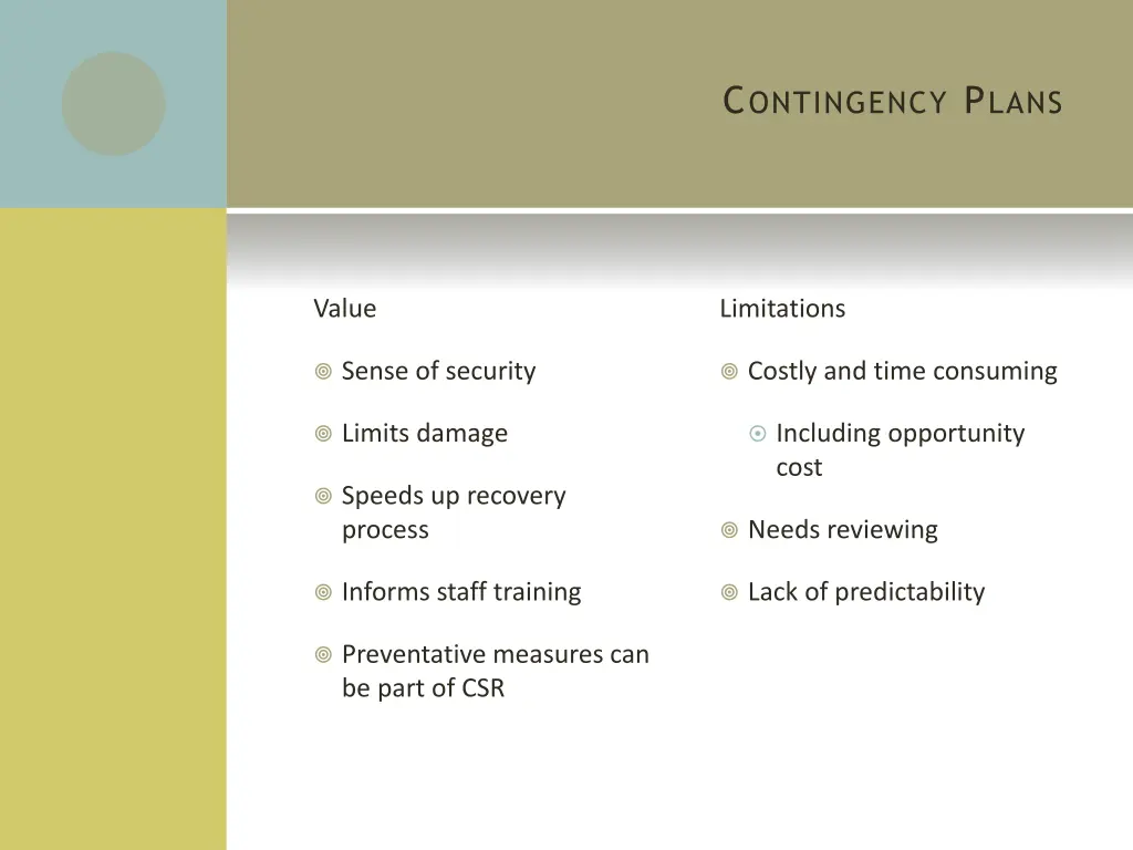 c ontingency p lans