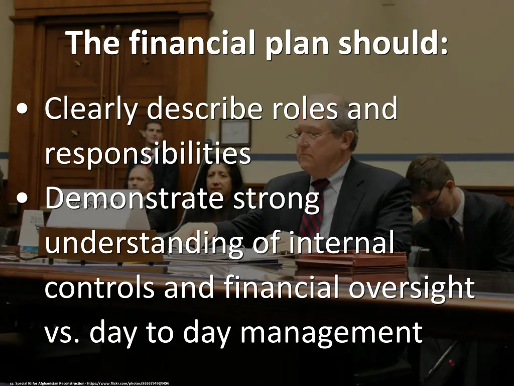 the financial plan should