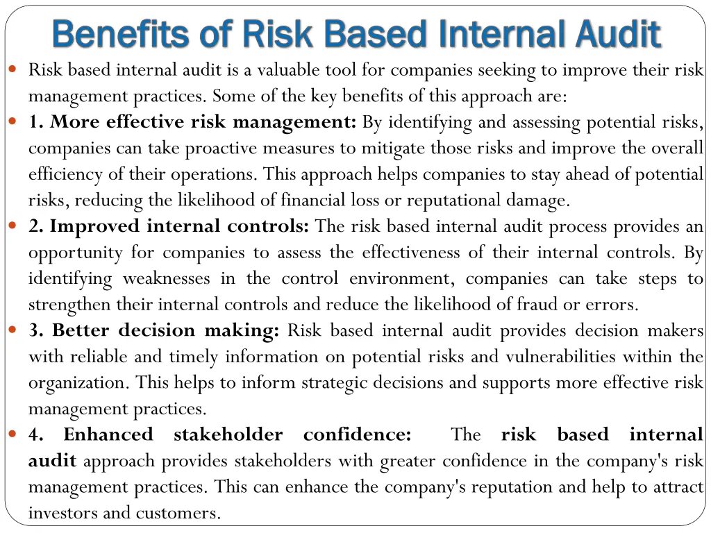 benefits of risk based internal audit benefits