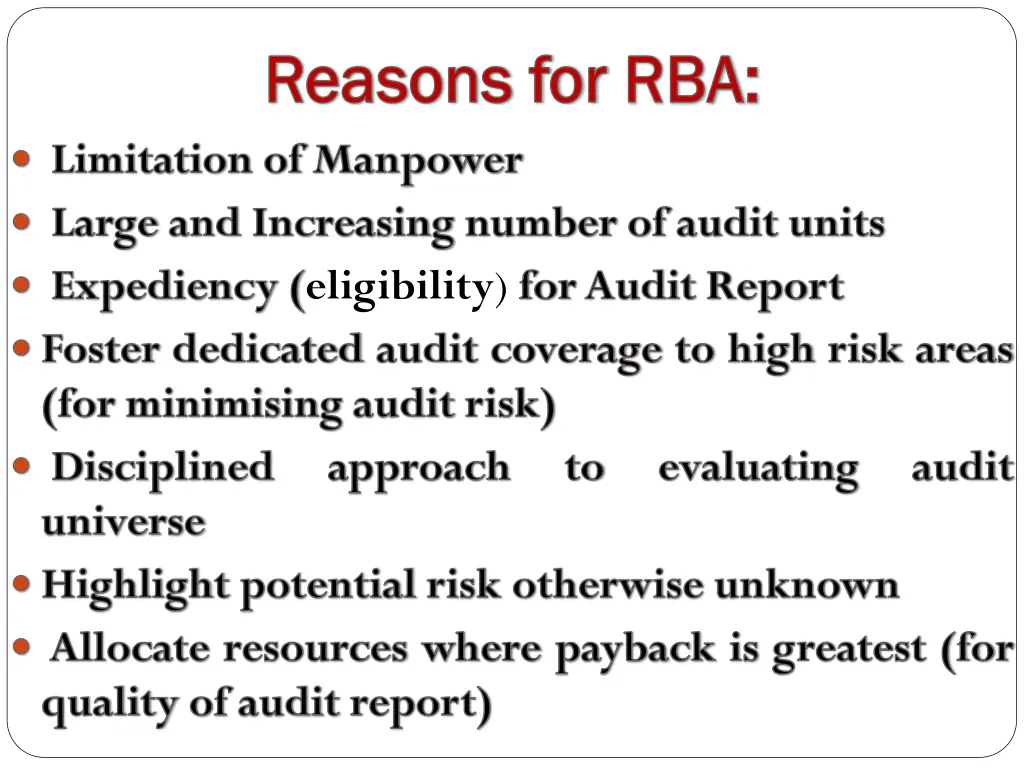 reasons for reasons for rba limitation
