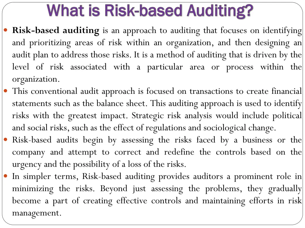 what is risk what is risk based auditing based