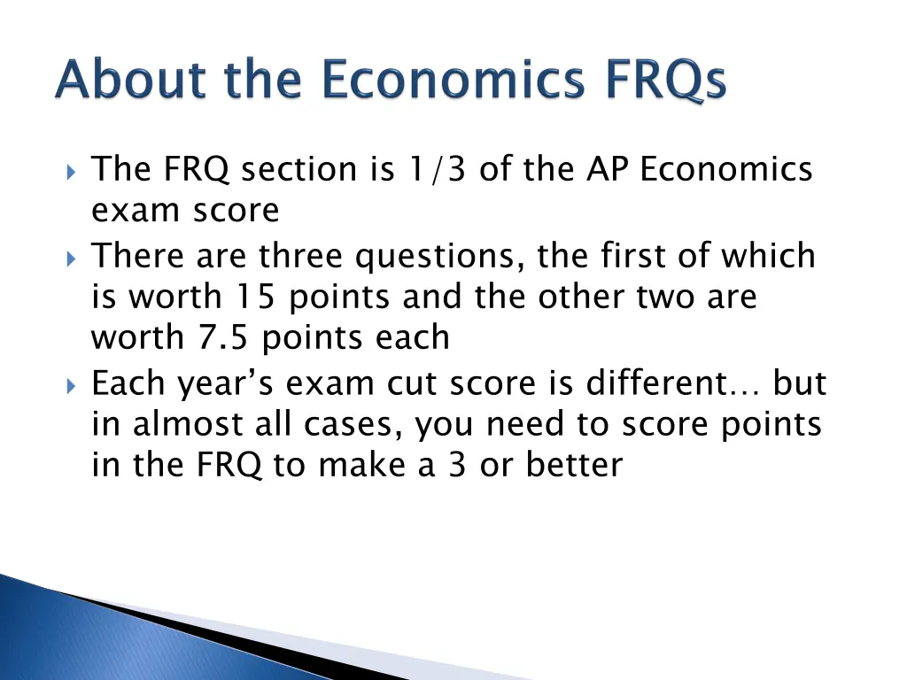 the frq section is 1 3 of the ap economics exam