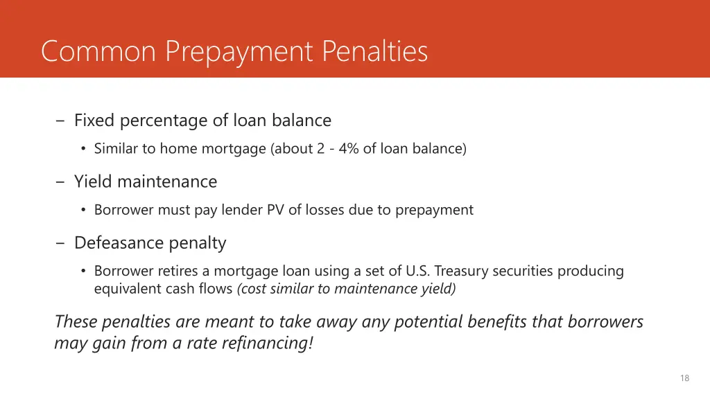 common prepayment penalties