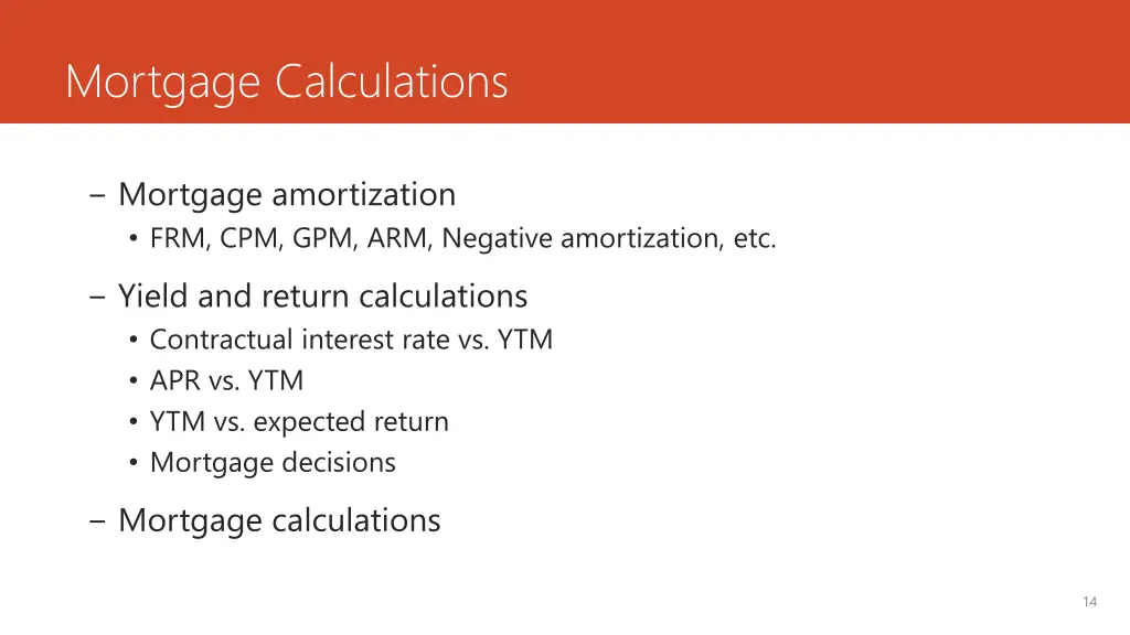 mortgage calculations
