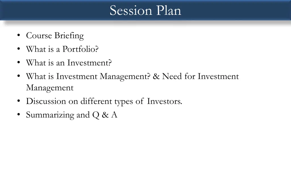 session plan