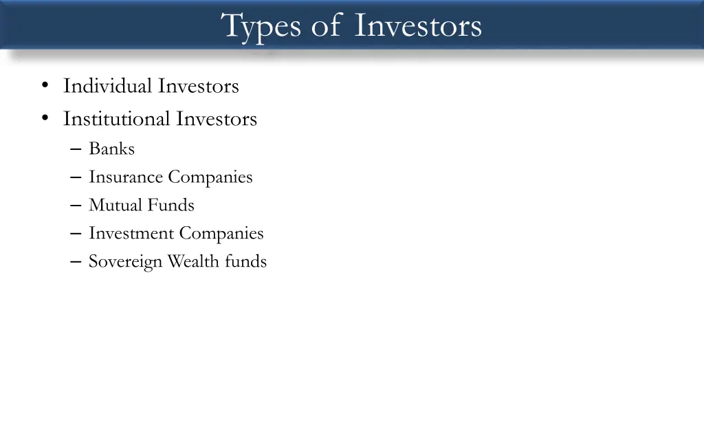 types of investors