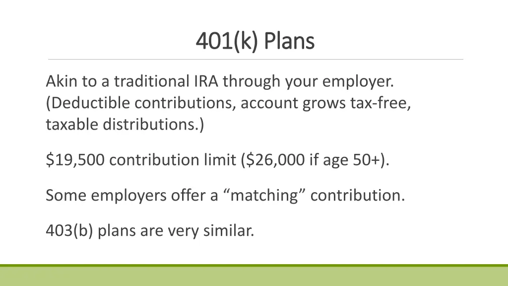 401 k plans 401 k plans