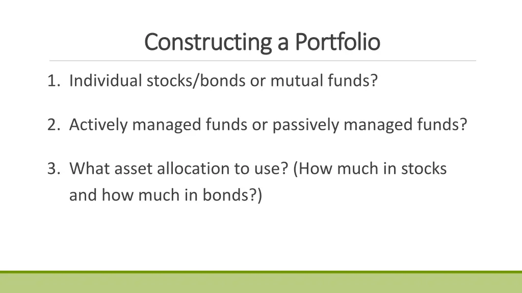 constructing a portfolio constructing a portfolio