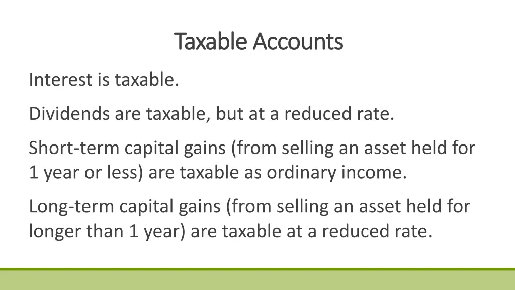 taxable accounts taxable accounts