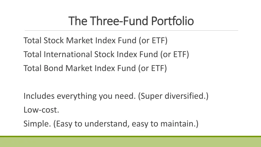 the three the three fund portfolio fund portfolio