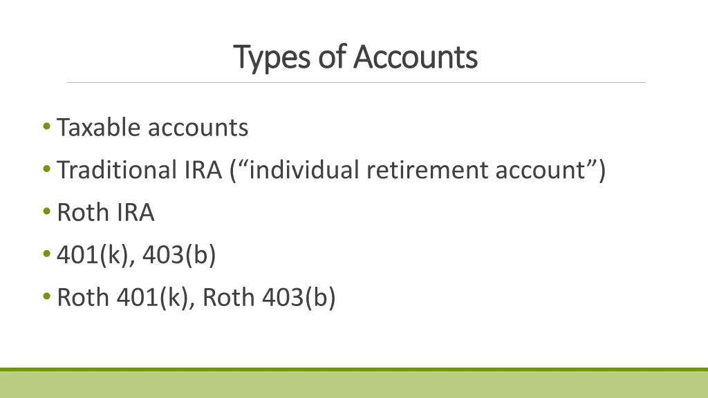 types of accounts types of accounts