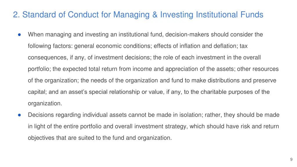 2 standard of conduct for managing investing