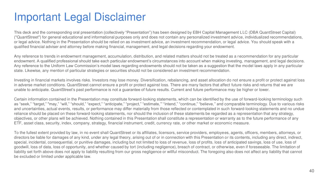 important legal disclaimer