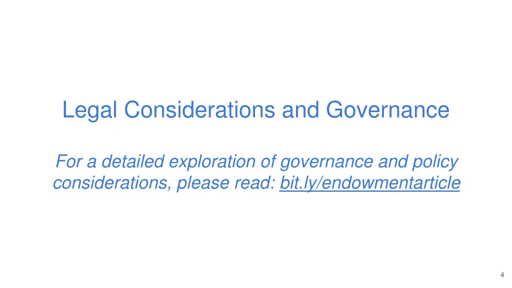 legal considerations and governance