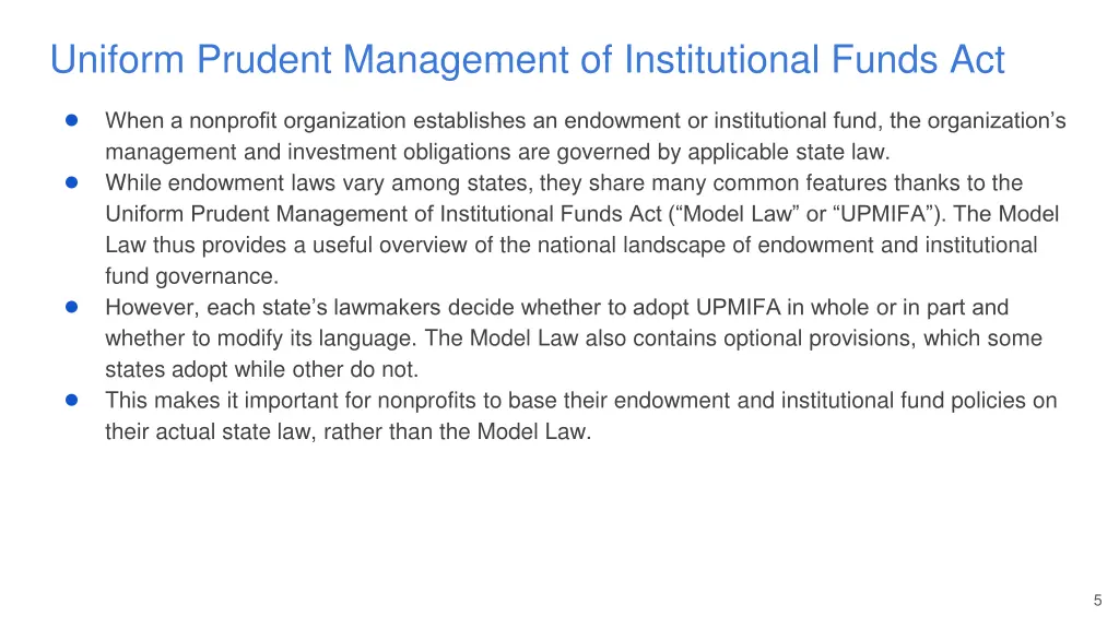 uniform prudent management of institutional funds