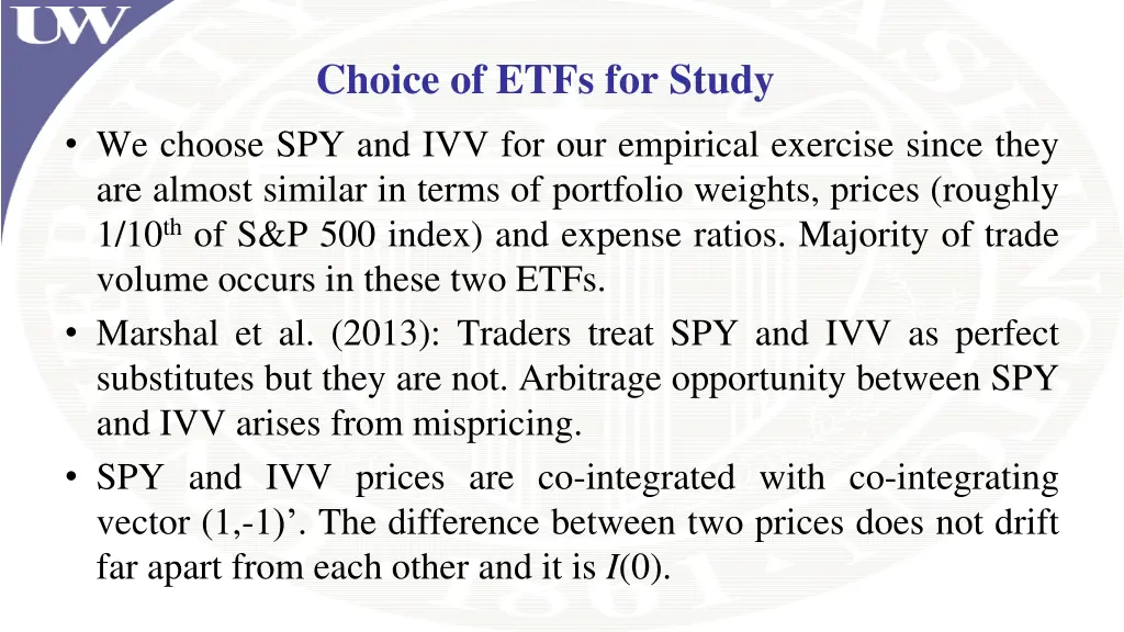 choice of etfs for study