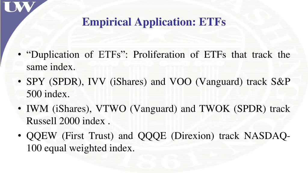 empirical application etfs