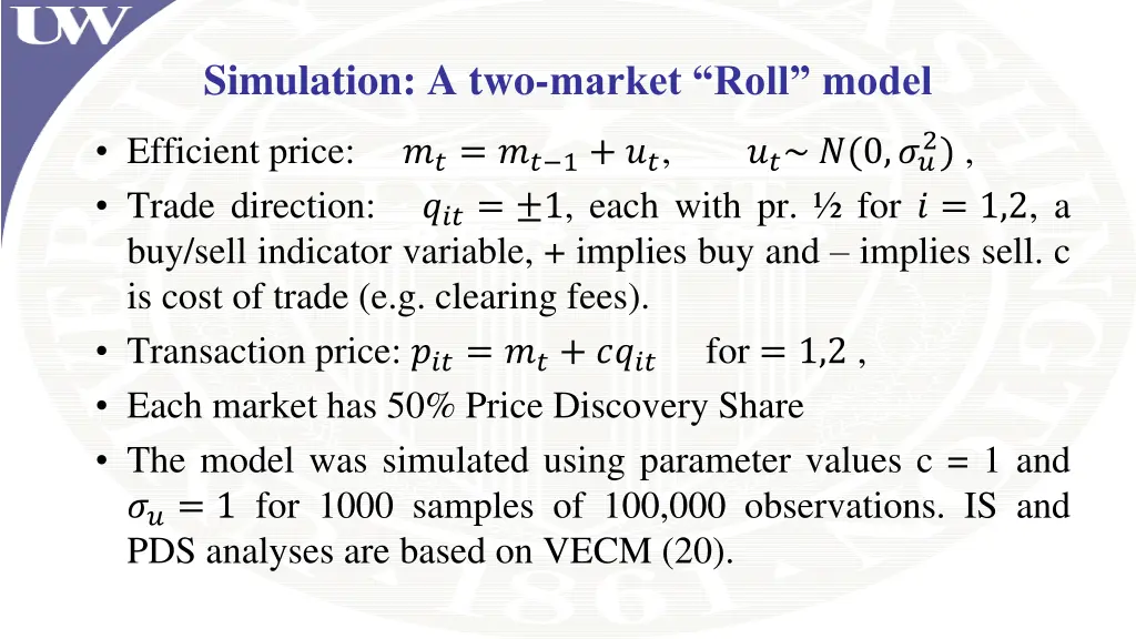 simulation a two market roll model