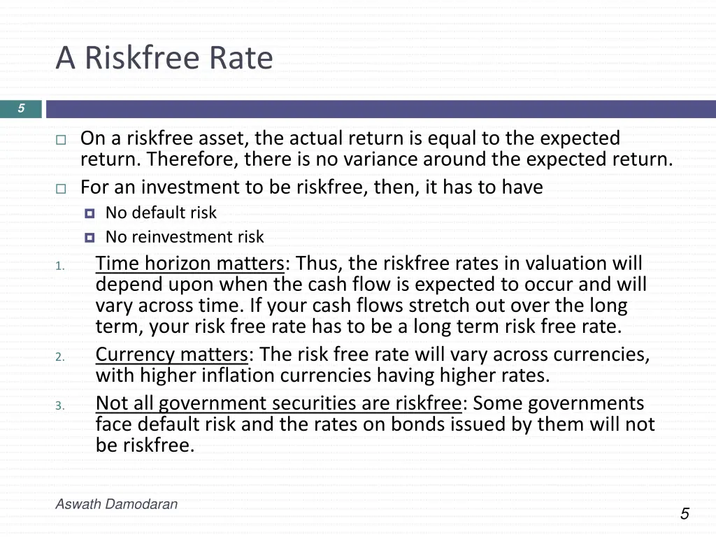 a riskfree rate