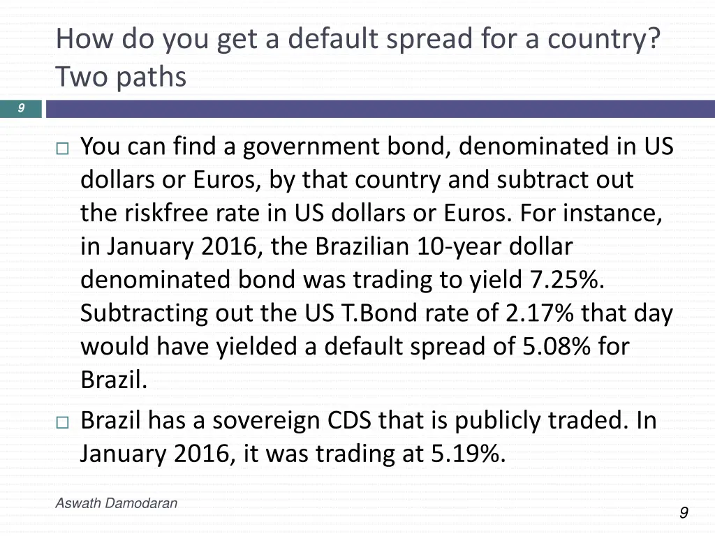 how do you get a default spread for a country