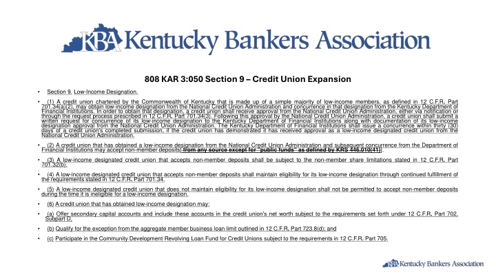 808 kar 3 050 section 9 credit union expansion