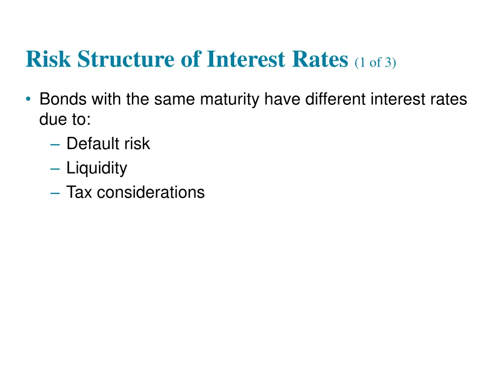 risk structure of interest rates 1 of 3
