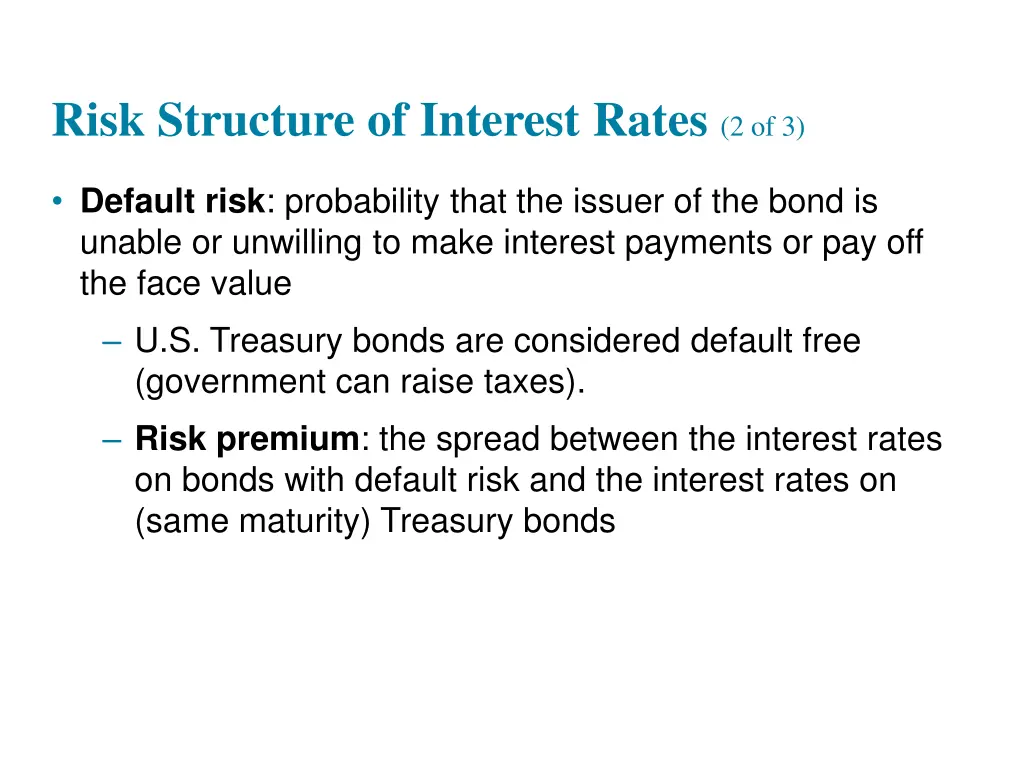 risk structure of interest rates 2 of 3