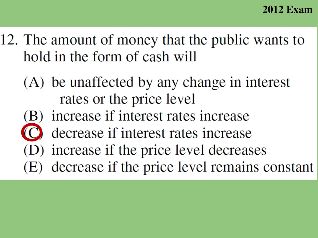 2012 exam