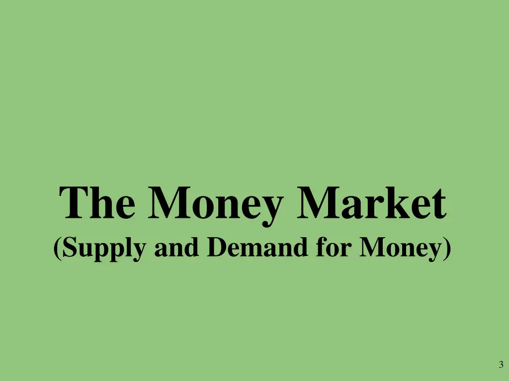 the money market supply and demand for money
