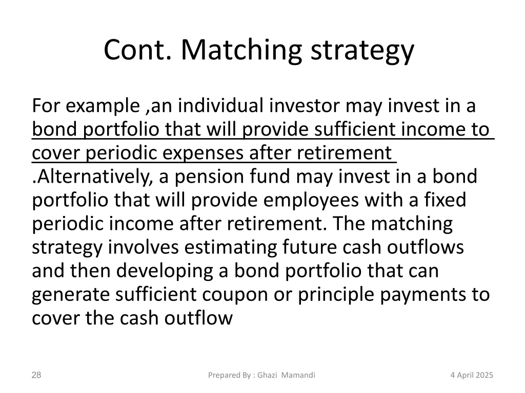 cont matching strategy