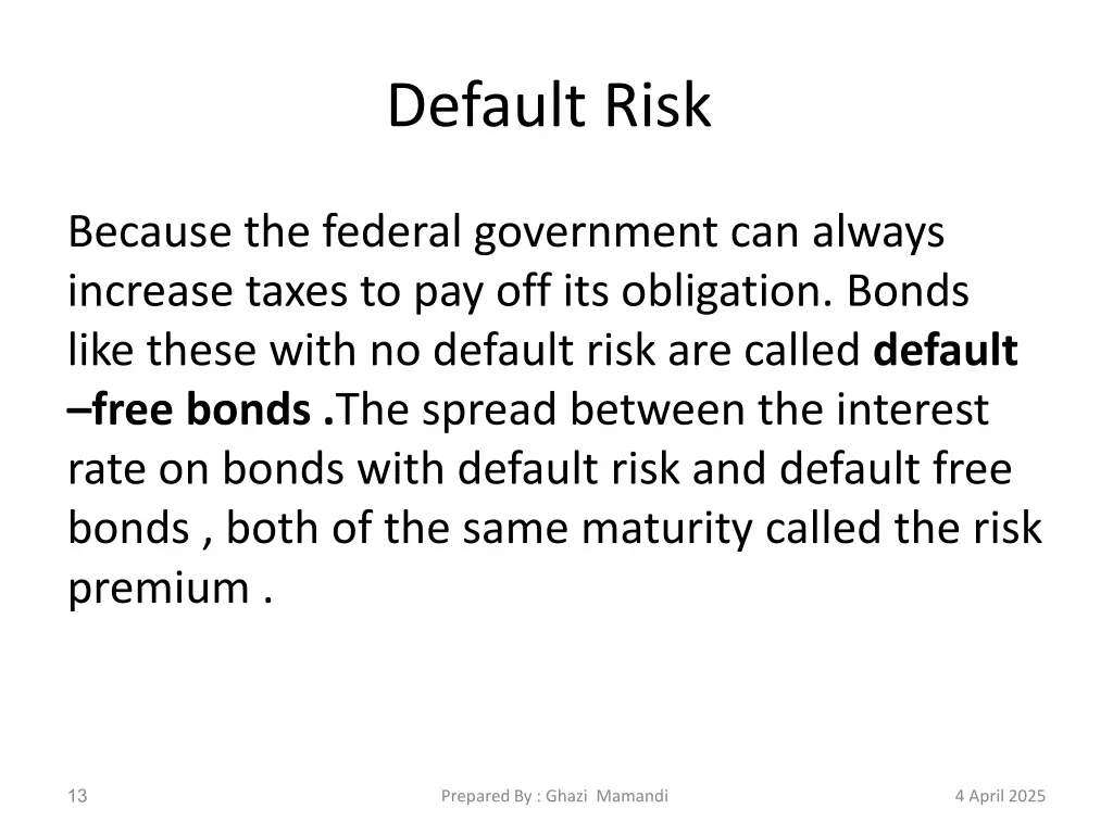default risk 1