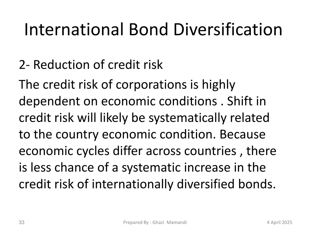 international bond diversification 2