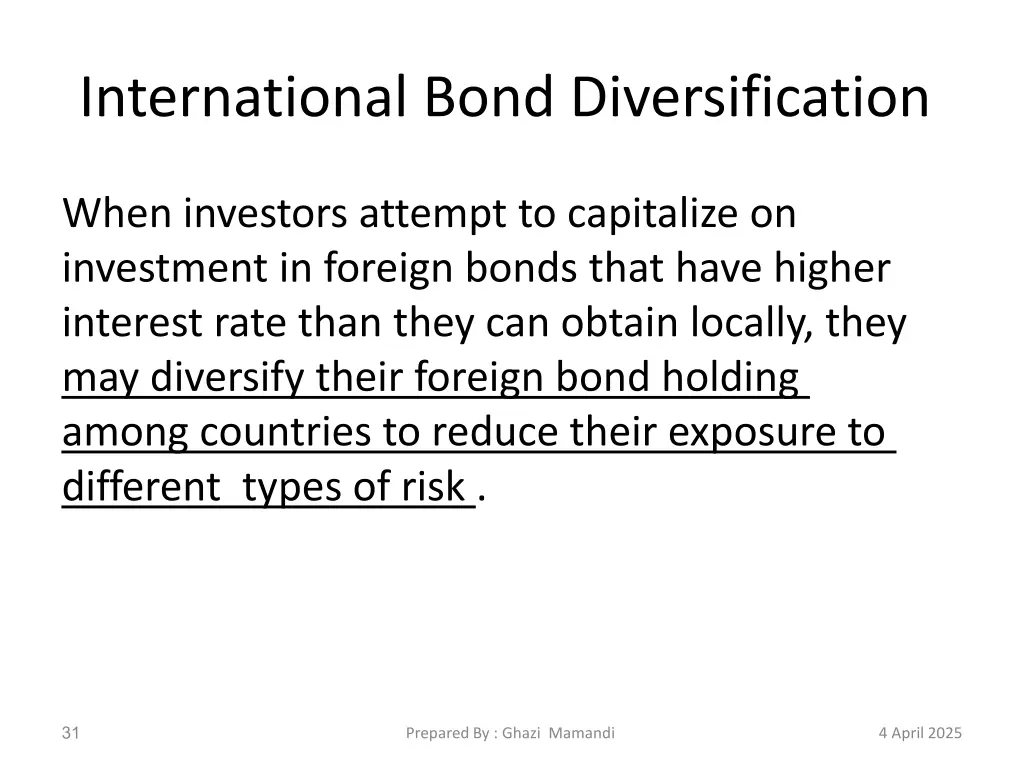 international bond diversification