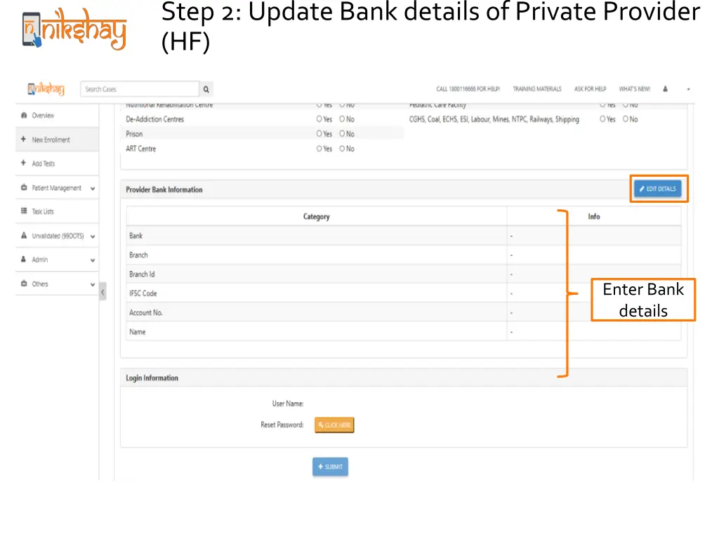 step 2 update bank details of private provider hf