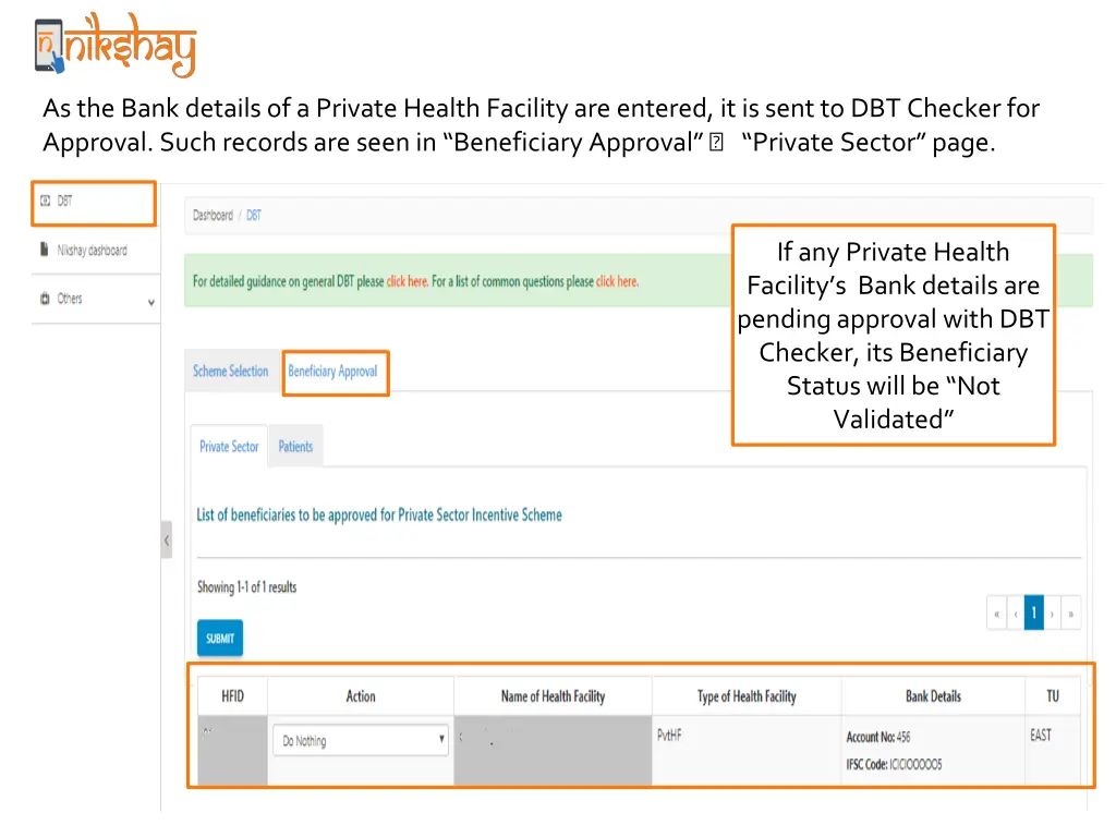 step 3 approve bank details from dbt checker login